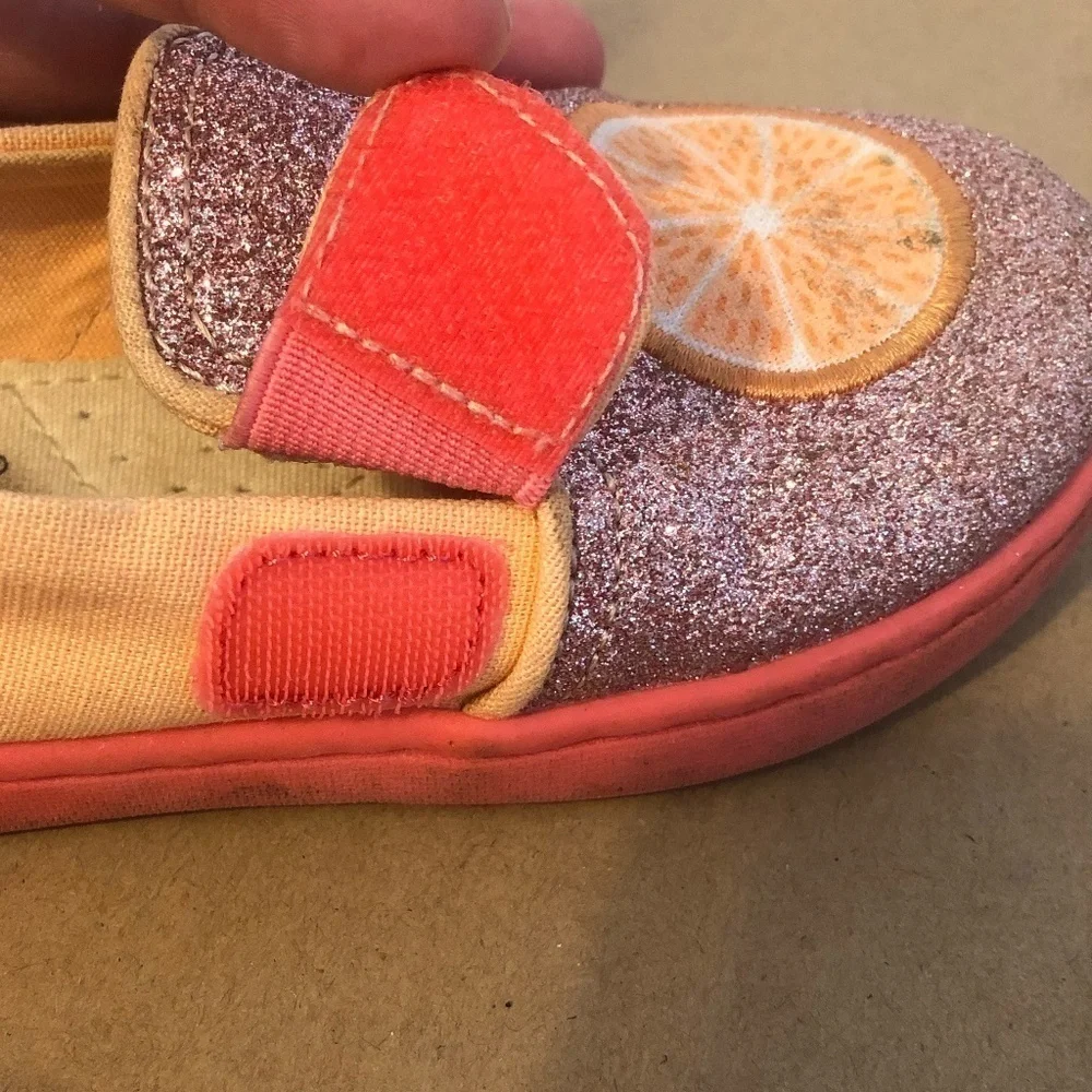 TOMS Iridescent Alpargata Shoe Toddler Size T8 Pink Slip On Sneakers